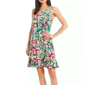 EUC Tommy Bahama Sunset Cove Sleeveless Dress Size Small Cotton Blend Round Neck